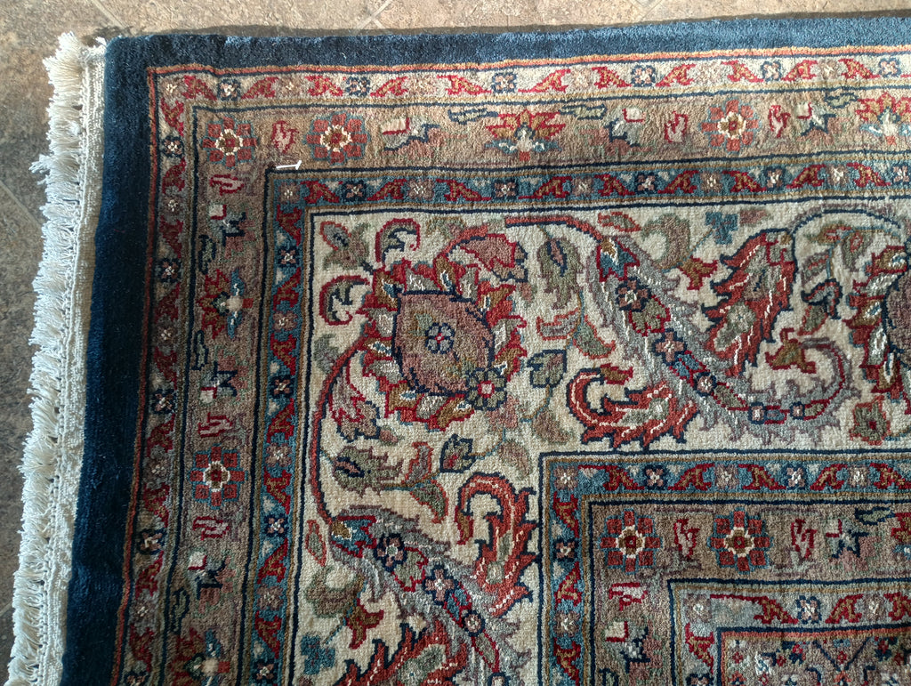 8.3 x 9.10 Quality Handmade Rug Wool and Silk BLACK #F-6273