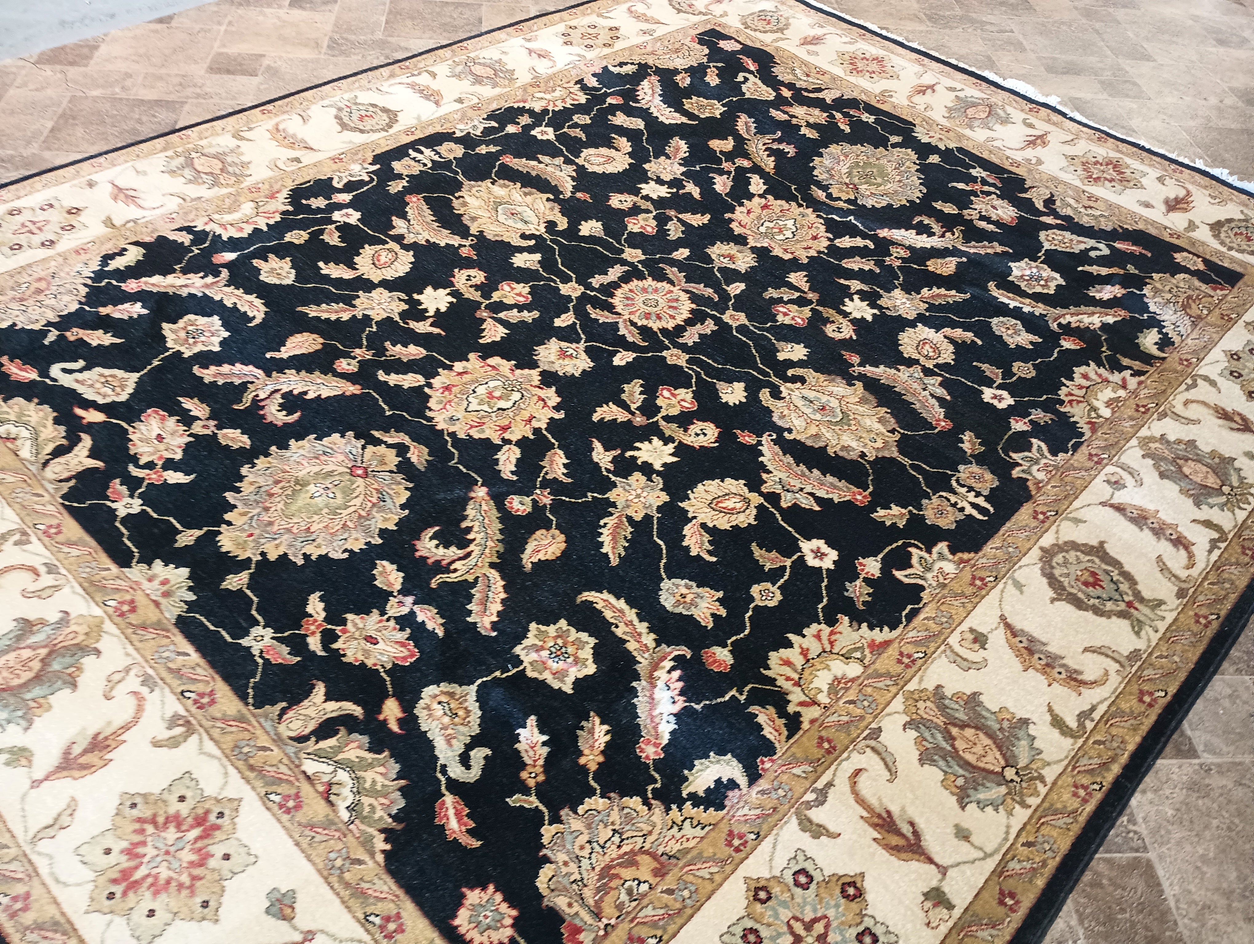 8' x 10' BLACK Handmade Wool Jaipour Rug #F-6278 – Bestrugplace