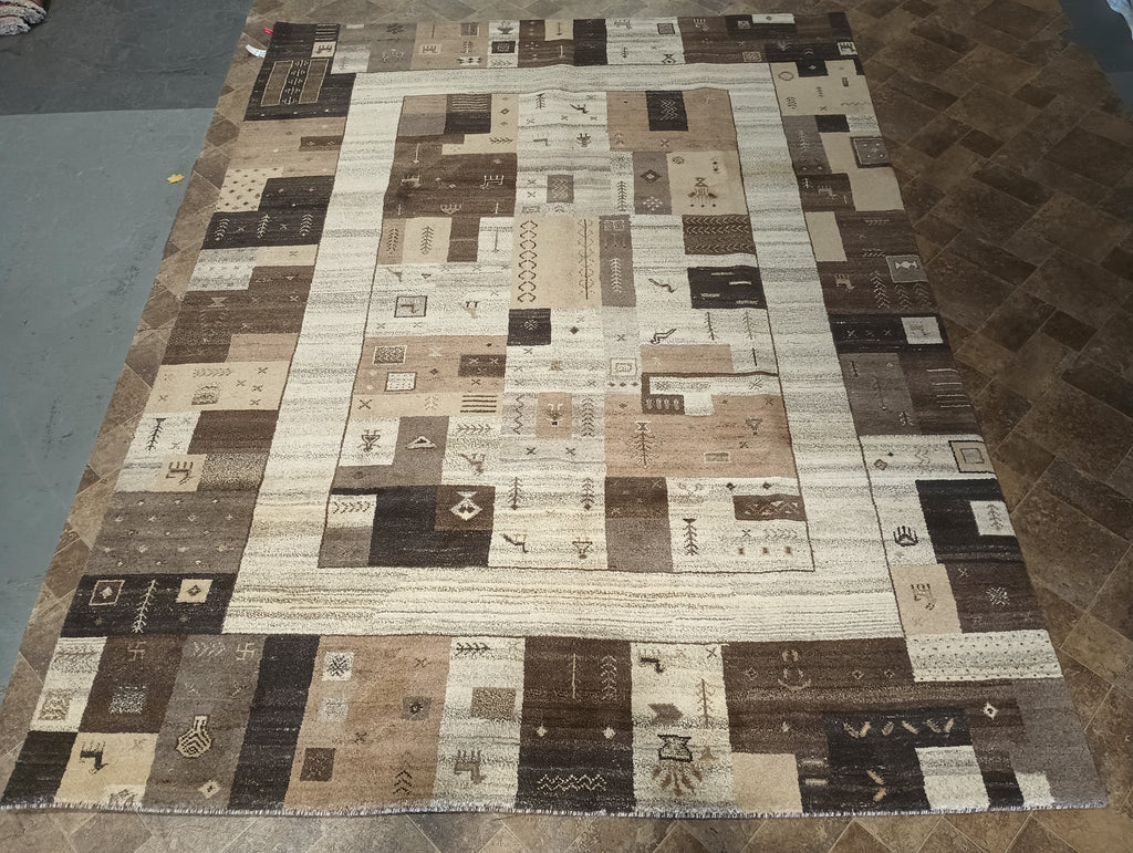 8.5 x 11.4 BROWN KAMEL GABBEH WOOL RUG THICK WOOL CONTEMPORARY CARPET #F-6279