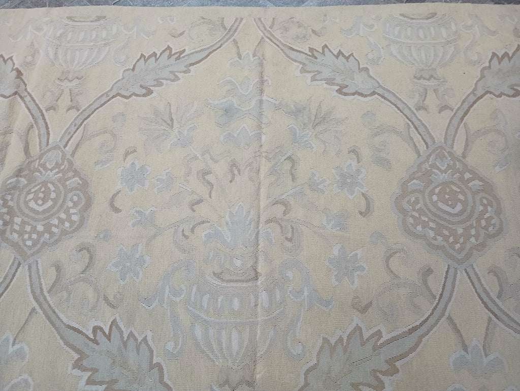 9.2 x 12.6 Flat Weave French Aubusson Handmade Rug #F-6310
