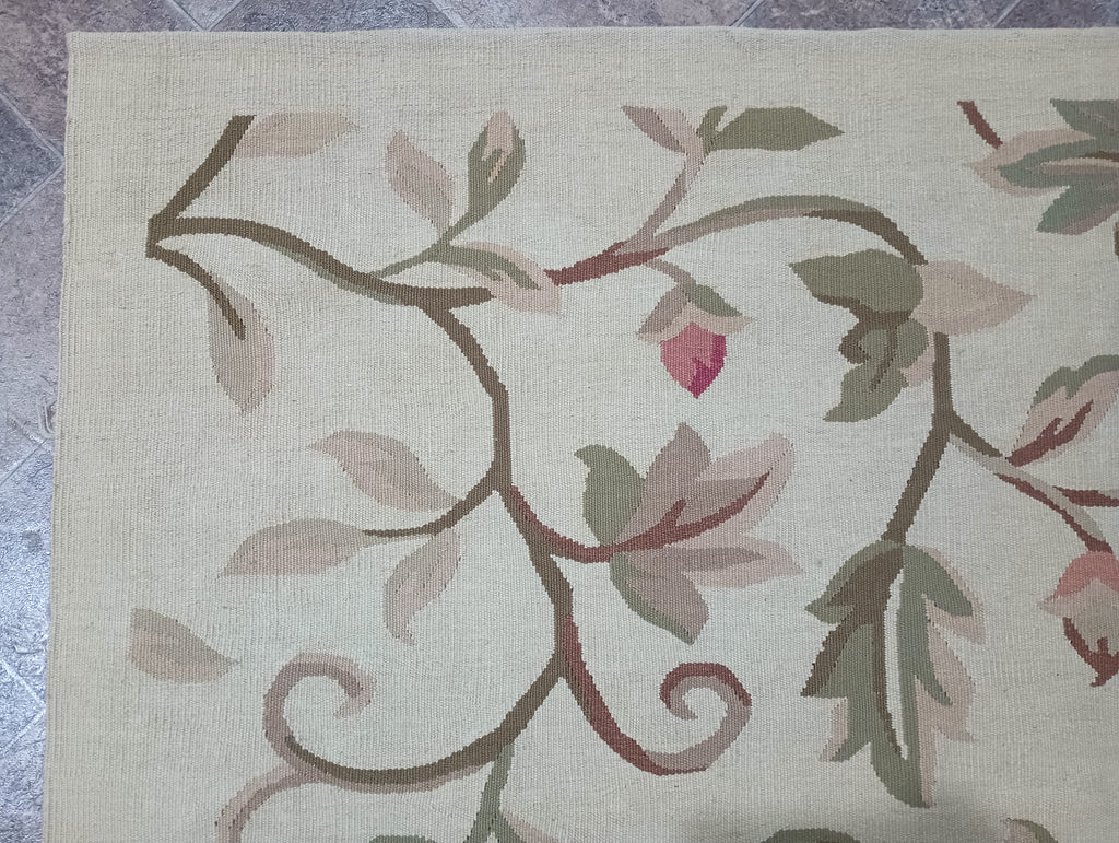 9.3 x 12.6 Flat Weave French All Over Aubusson handmade Rug #F-6319