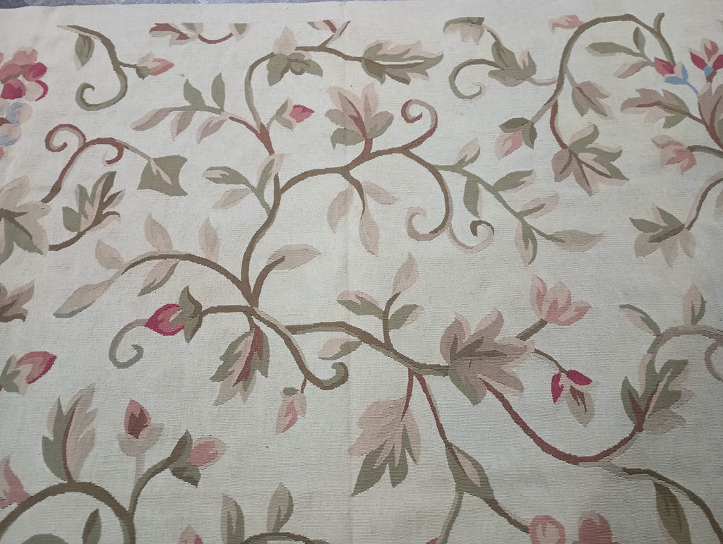 9.3 x 12.6 Flat Weave French All Over Aubusson handmade Rug #F-6319