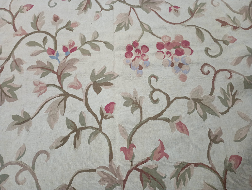 9.3 x 12.6 Flat Weave French All Over Aubusson handmade Rug #F-6319