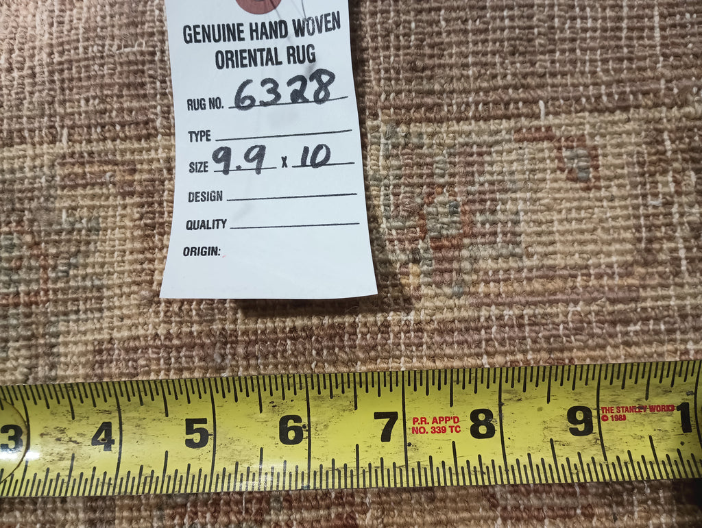 9.9 x 10 SQUARE Natural Wool Oushak Chobi Peshawar Rug #F-6328