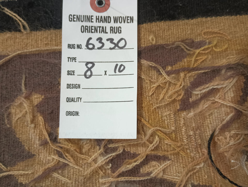 8 x 10 Amazing Aubusson Flat Weave BLACK #F-6330