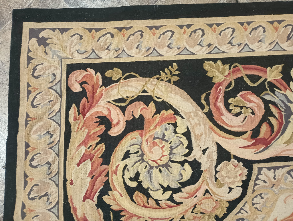 8 x 10 Amazing Aubusson Flat Weave BLACK #F-6330