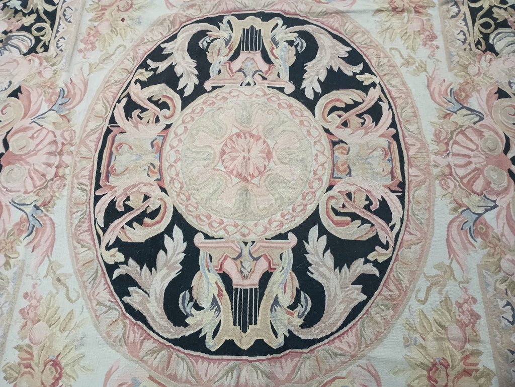 8 x 10 Amazing Aubusson Flat Weave BLACK #F-6330