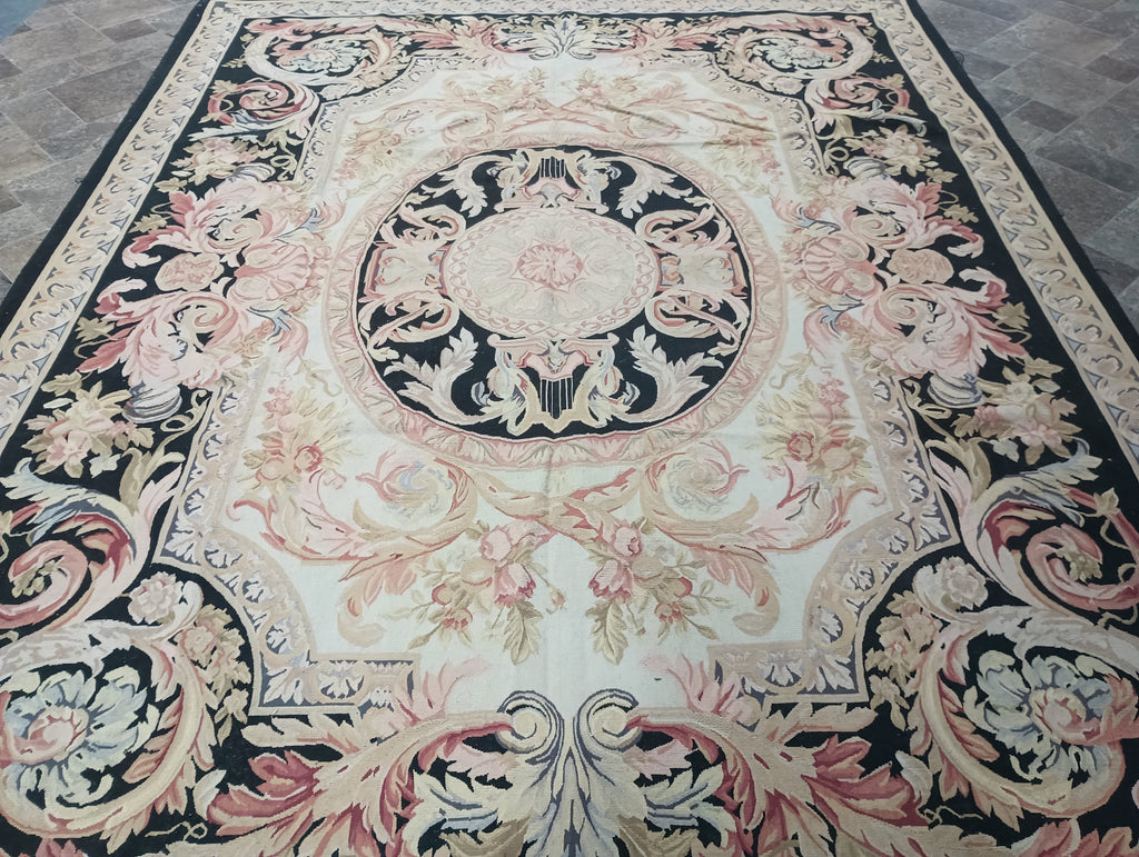 8 x 10 Amazing Aubusson Flat Weave BLACK #F-6330