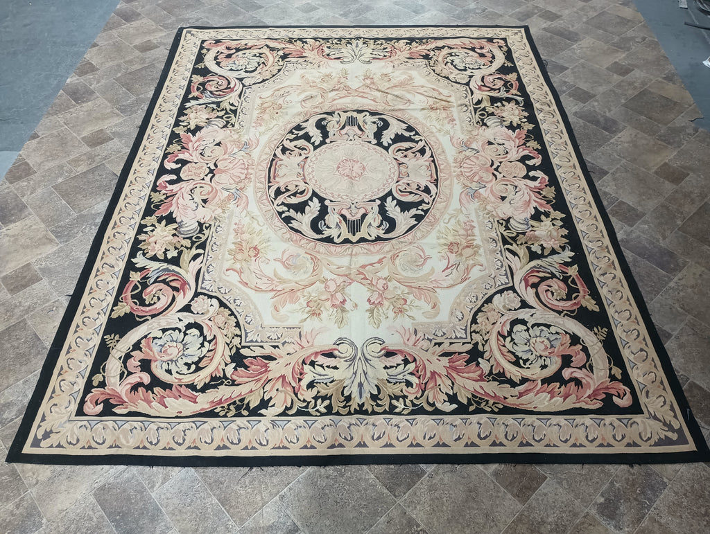 8 x 10 Amazing Aubusson Flat Weave BLACK #F-6330