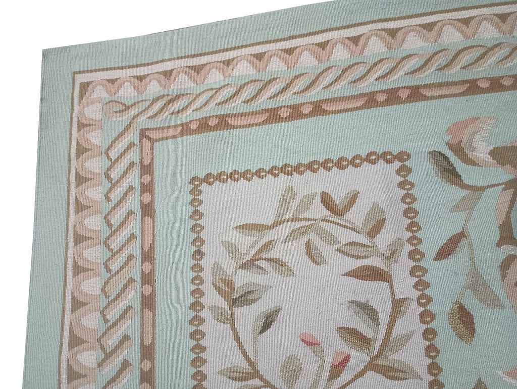 8 x 10 French Aubusson Flat Weave Light Green #F-6356