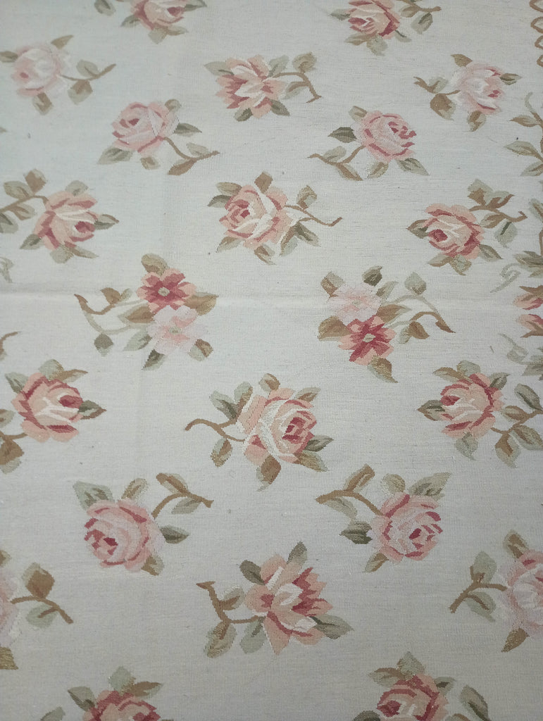 8 x 10 French Aubusson Flat Weave Light Green #F-6356