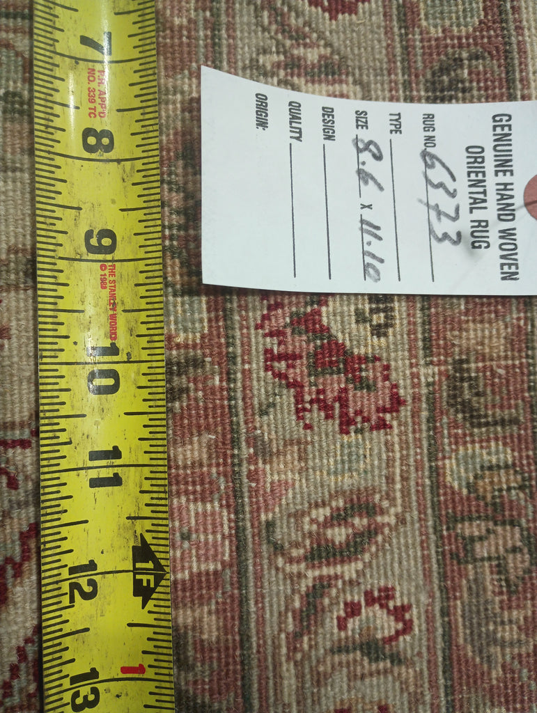 8.6 x 11.10 Tabriz Wool And Silk Handmade Rug Fancy Carpet #F-6373