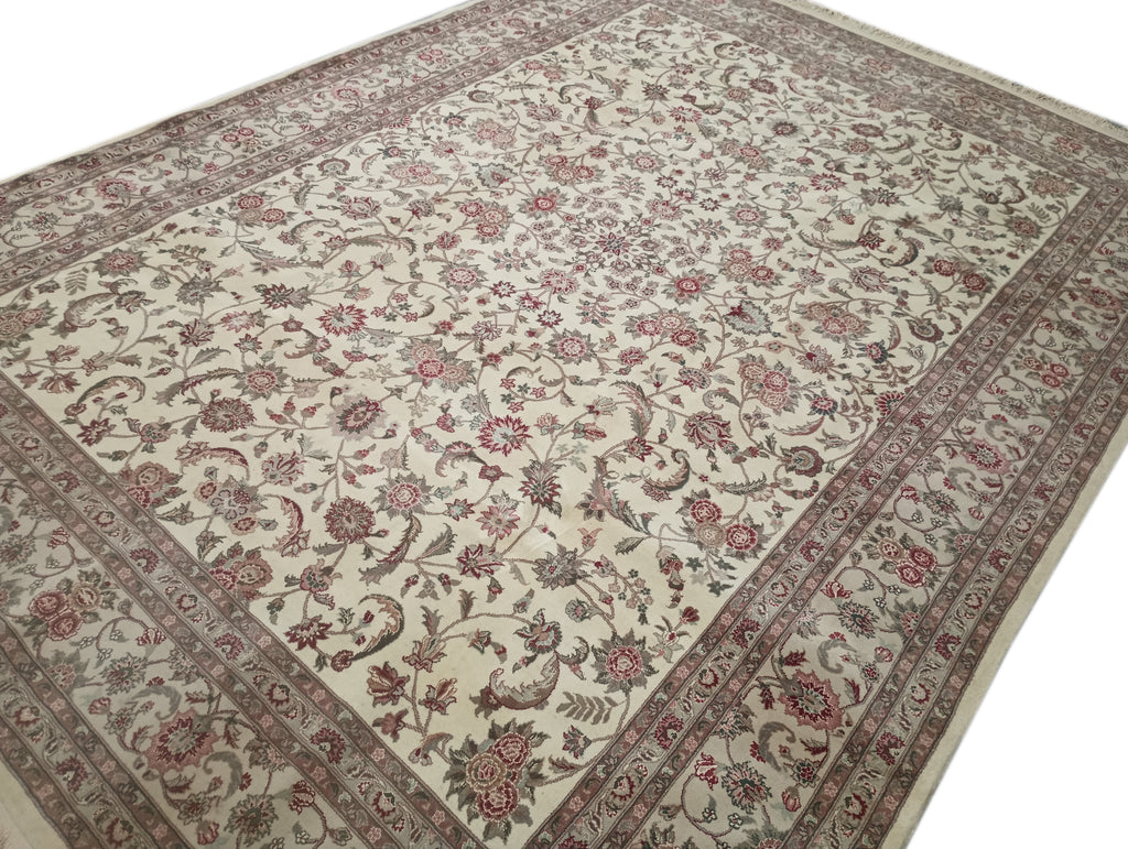 8.6 x 11.10 Tabriz Wool And Silk Handmade Rug Fancy Carpet #F-6373
