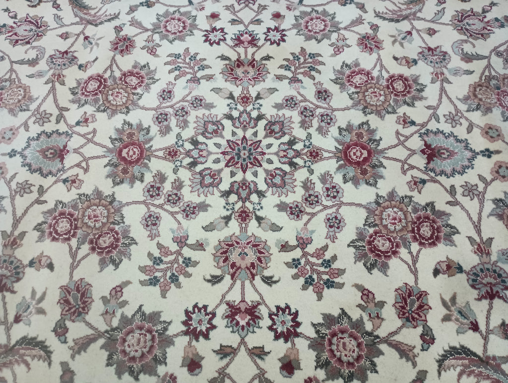 8.6 x 11.10 Tabriz Wool And Silk Handmade Rug Fancy Carpet #F-6373