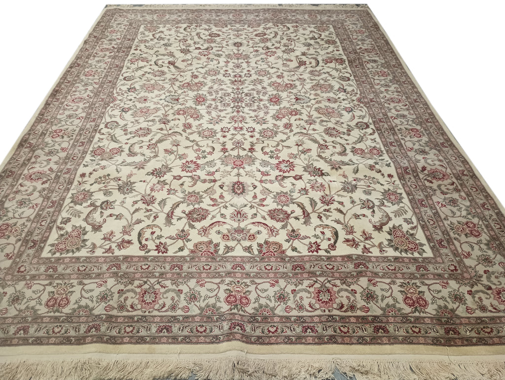 8.6 x 11.10 Tabriz Wool And Silk Handmade Rug Fancy Carpet #F-6373