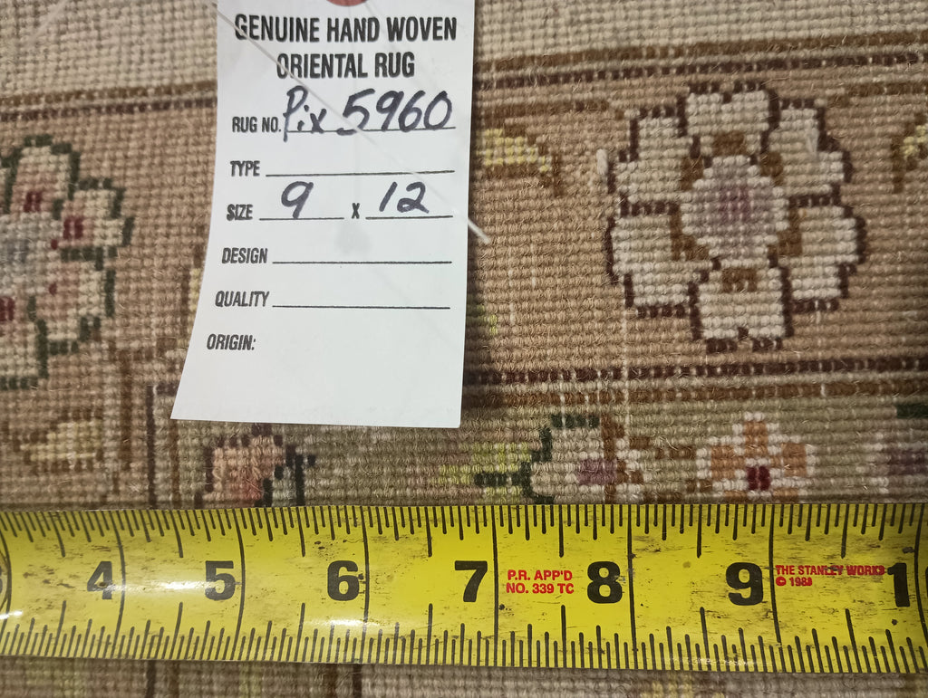 9' x 12' Quality Wool and Silk Tabriz Rug IVORY SAGE #PIX-5960