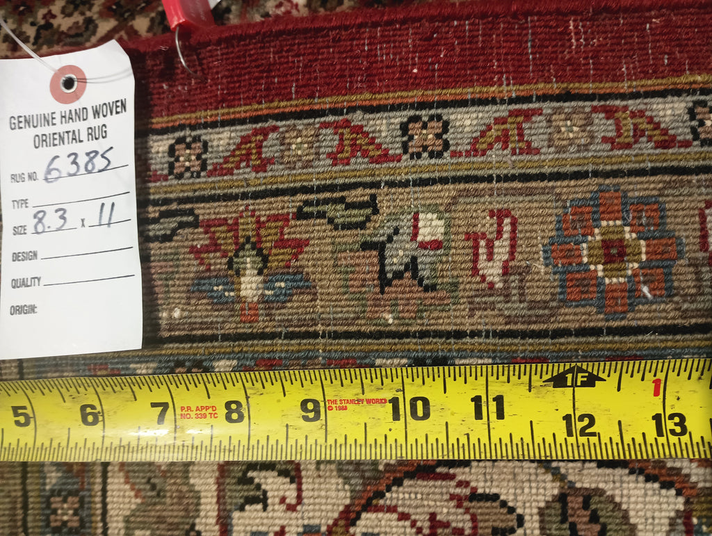 8.3 x 11 NEW Handmade Wool and Silk Mahi Tabriz Rug BURGUNDY #F-6385