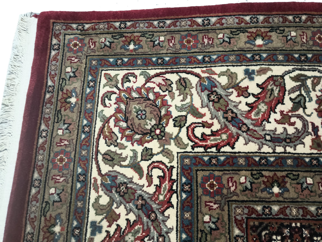 8.3 x 11 NEW Handmade Wool and Silk Mahi Tabriz Rug BURGUNDY #F-6385