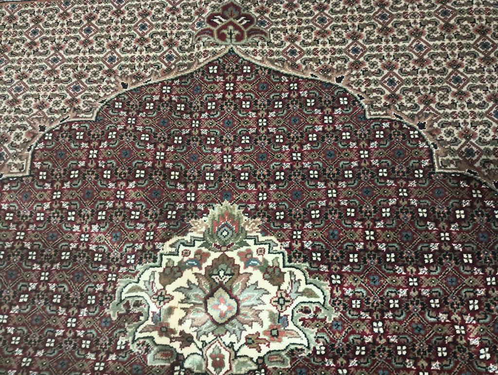 8.3 x 11 NEW Handmade Wool and Silk Mahi Tabriz Rug BURGUNDY #F-6385