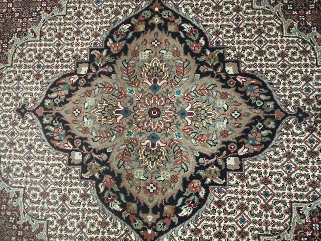 8.3 x 11 NEW Handmade Wool and Silk Mahi Tabriz Rug BURGUNDY #F-6385