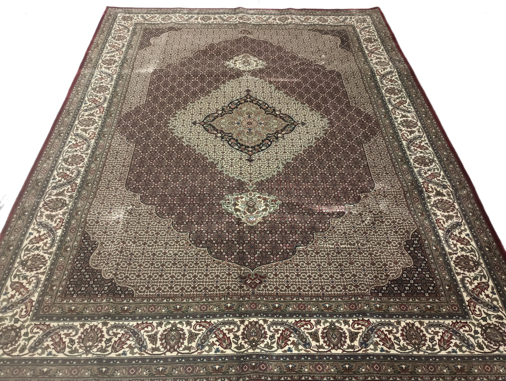 8.3 x 11 NEW Handmade Wool and Silk Mahi Tabriz Rug BURGUNDY #F-6385