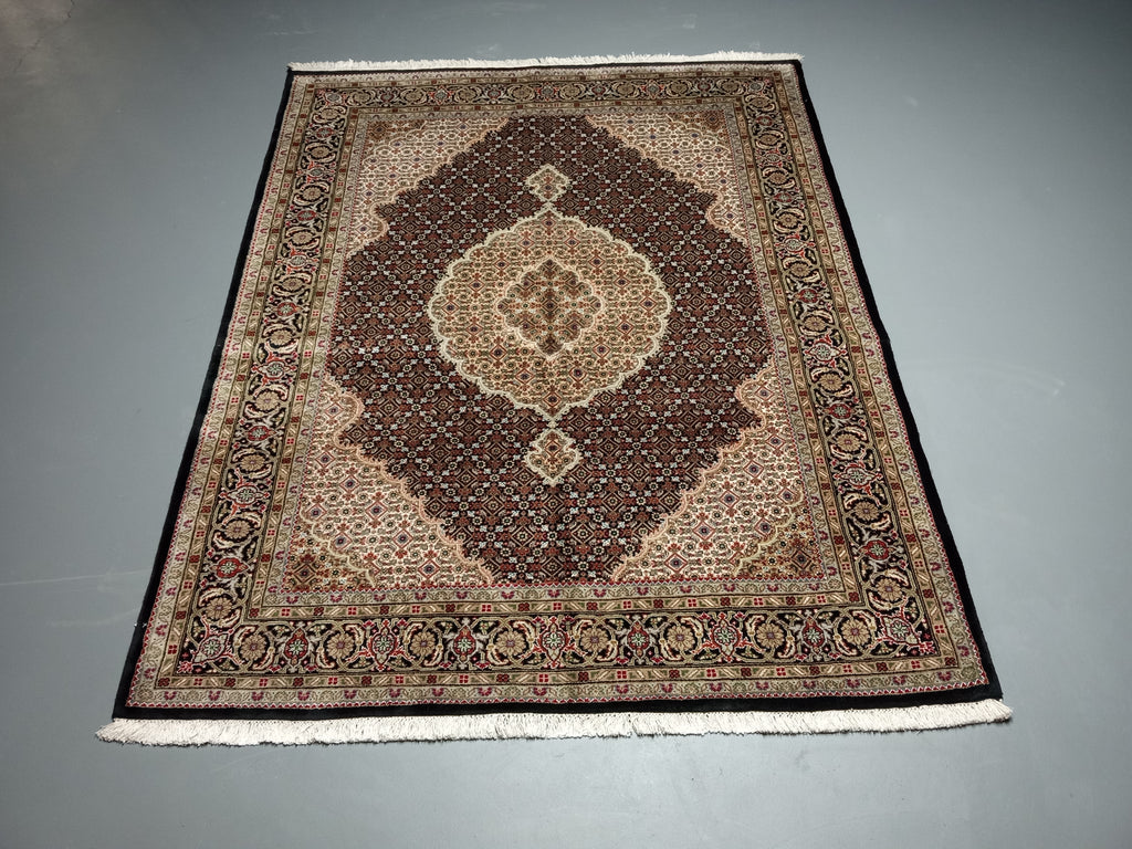 5 x 6.5 Black Tabriz Mahi Wool & Silk Rug 16781