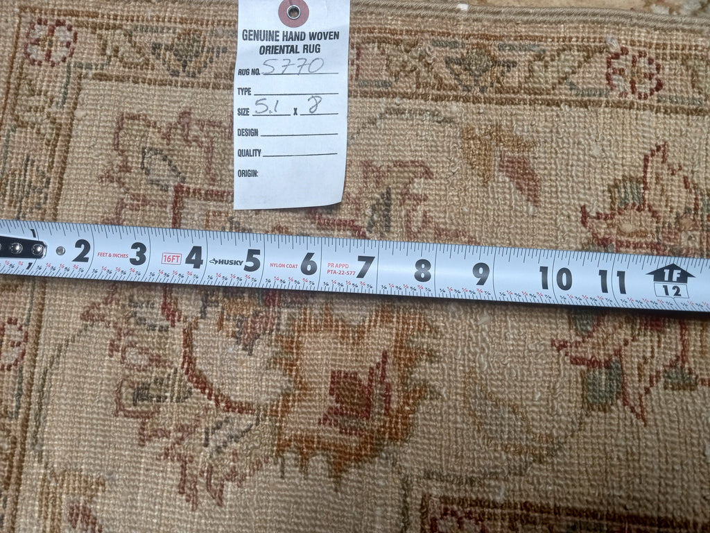 5.1 x 8 Quality Agra Handmade Rug NEUTRAL #F-5770