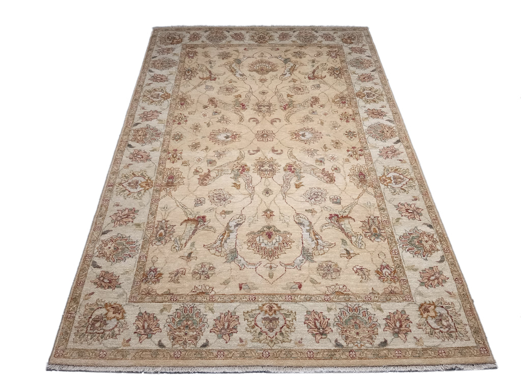 5.1 x 8 Quality Agra Handmade Rug NEUTRAL #F-5770