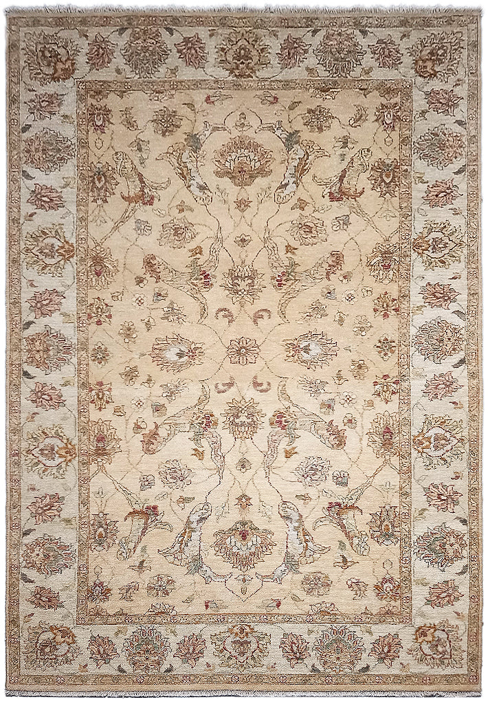 5.1 x 8 Quality Agra Handmade Rug NEUTRAL #F-5770