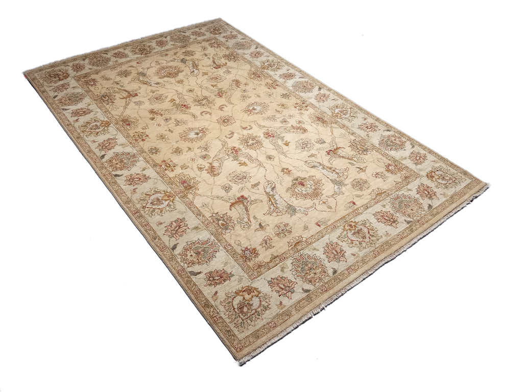 5.1 x 8 Quality Agra Handmade Rug NEUTRAL #F-5770