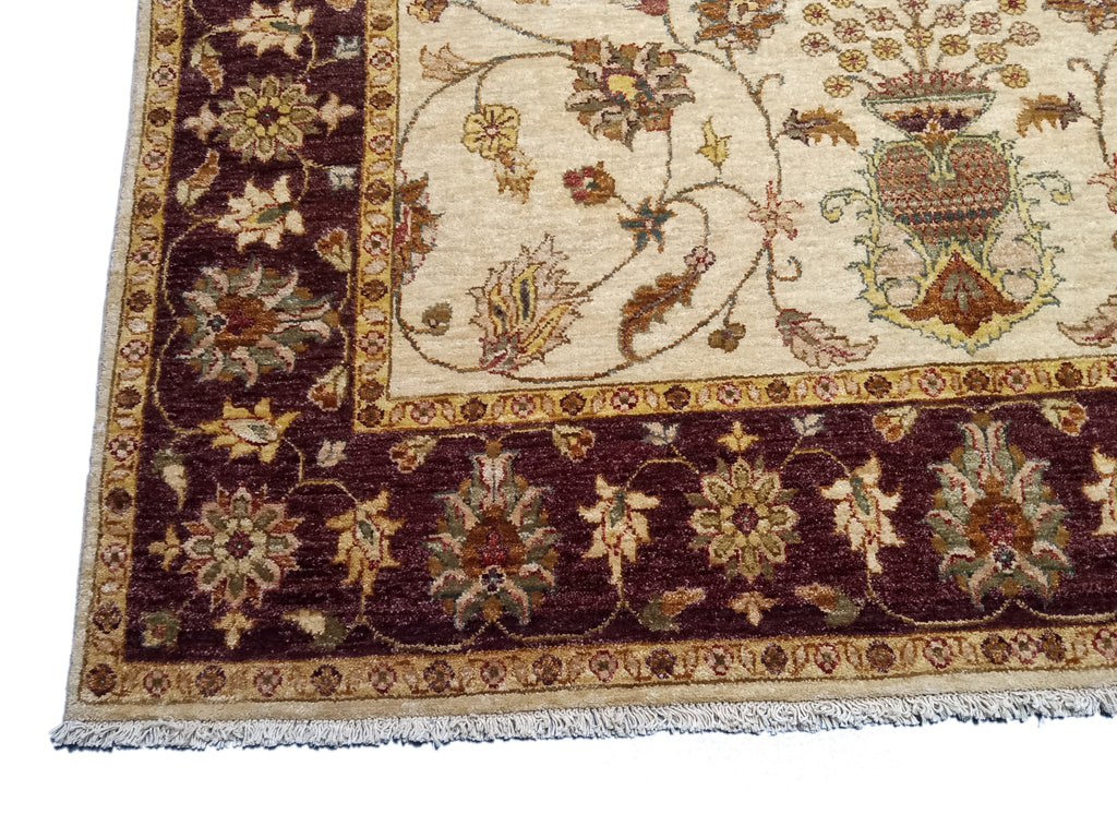5.5 x 8.5 Creamy Vegetable Dyed Chobi Handmade Rug 73613