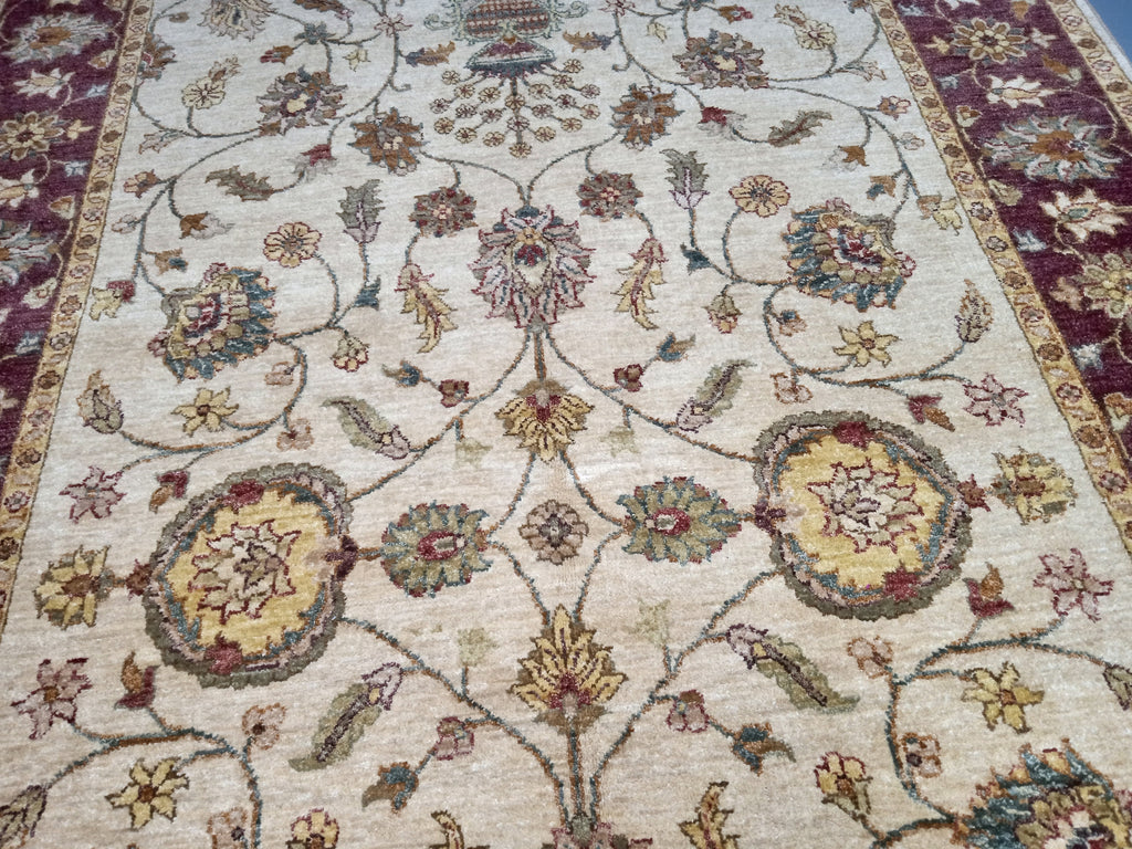 5.5 x 8.5 Creamy Vegetable Dyed Chobi Handmade Rug 73613