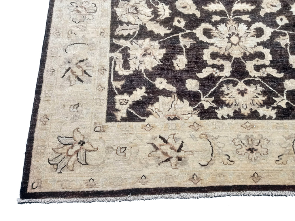 5 x 6.3 BLACK Ziglar Rug Handmade Pakistan NATURAL WOOL #PIX-25370