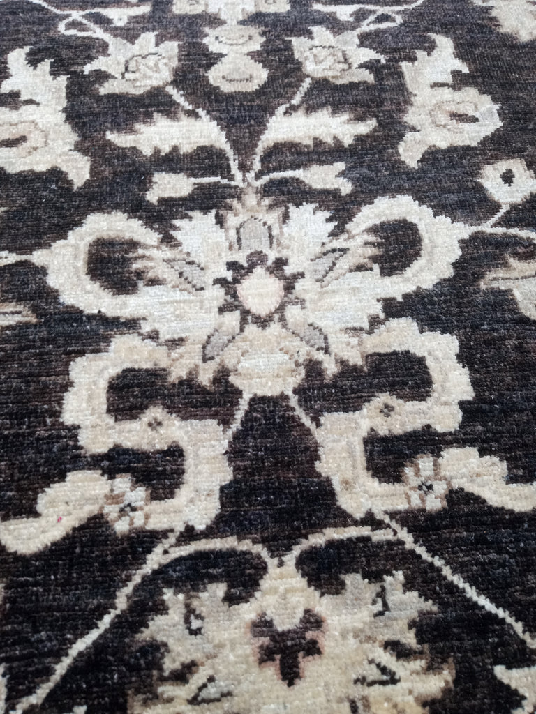 5 x 6.3 BLACK Ziglar Rug Handmade Pakistan NATURAL WOOL #PIX-25370