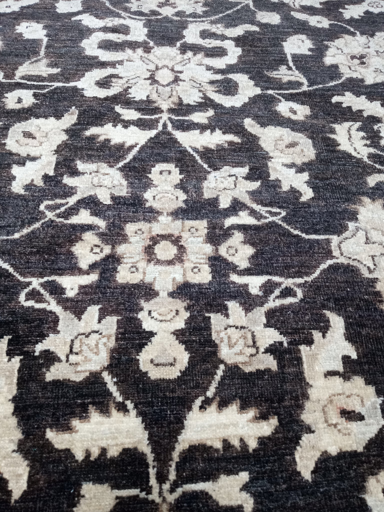 5 x 6.3 BLACK Ziglar Rug Handmade Pakistan NATURAL WOOL #PIX-25370