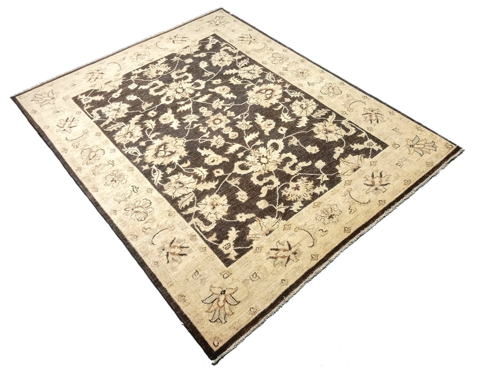 5 x 6.3 BLACK Ziglar Rug Handmade Pakistan NATURAL WOOL #PIX-25370