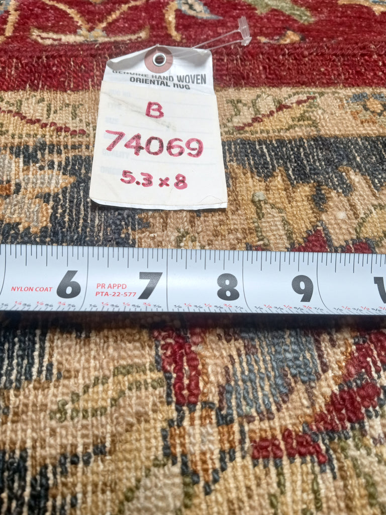 5.3 x 8 New Handmade Organic Wool Vegetable Dyed Chobi Rug #74069