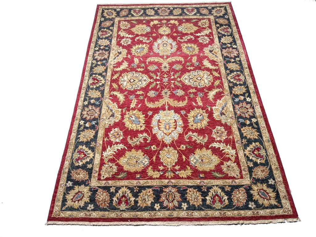 5.3 x 8 New Handmade Organic Wool Vegetable Dyed Chobi Rug #74069