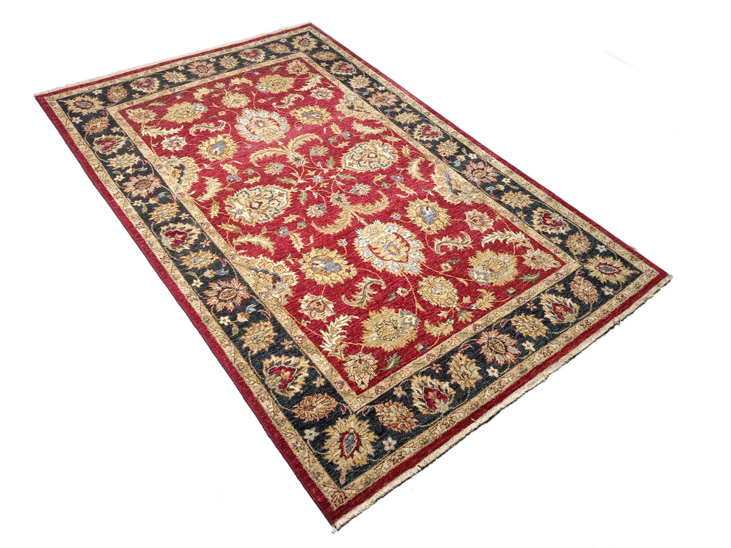 5.3 x 8 New Handmade Organic Wool Vegetable Dyed Chobi Rug #74069