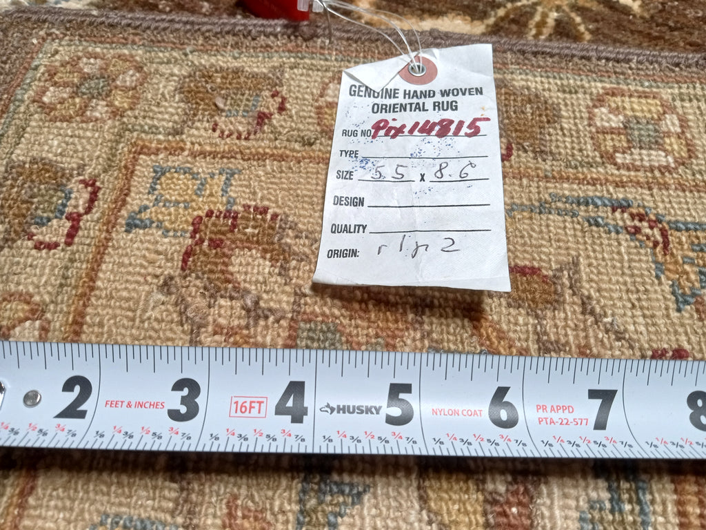 5.5 x 8.6 Chocolate Brown Chobi Peshawar Rug 14815