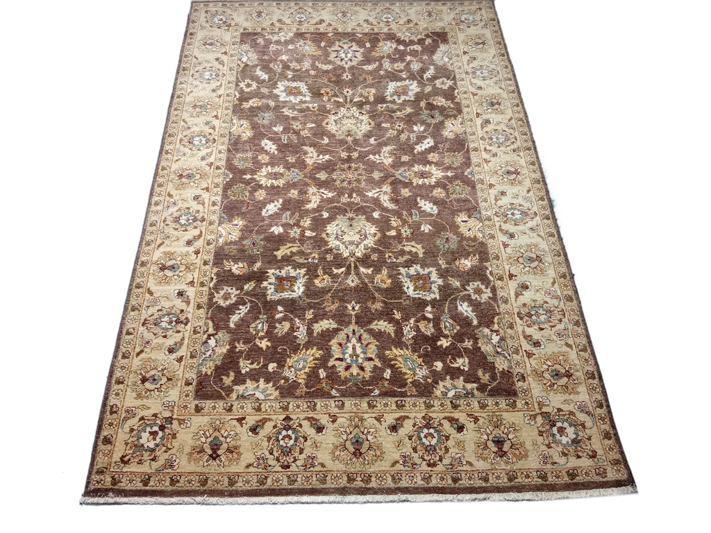 5.5 x 8.6 Chocolate Brown Chobi Peshawar Rug 14815