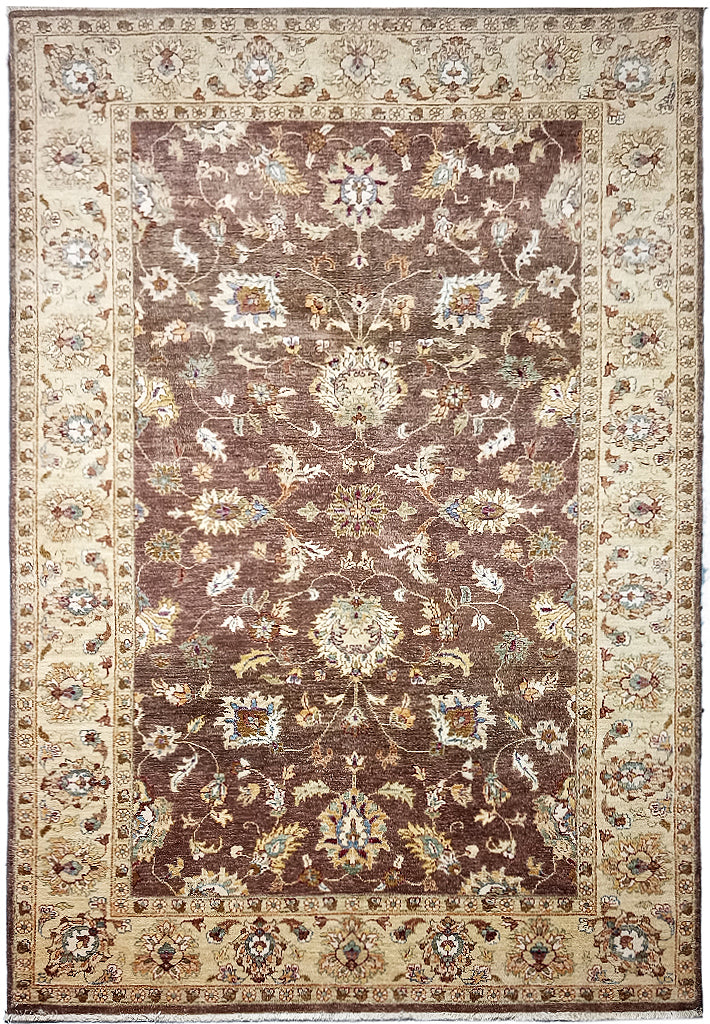 5.5 x 8.6 Chocolate Brown Chobi Peshawar Rug 14815