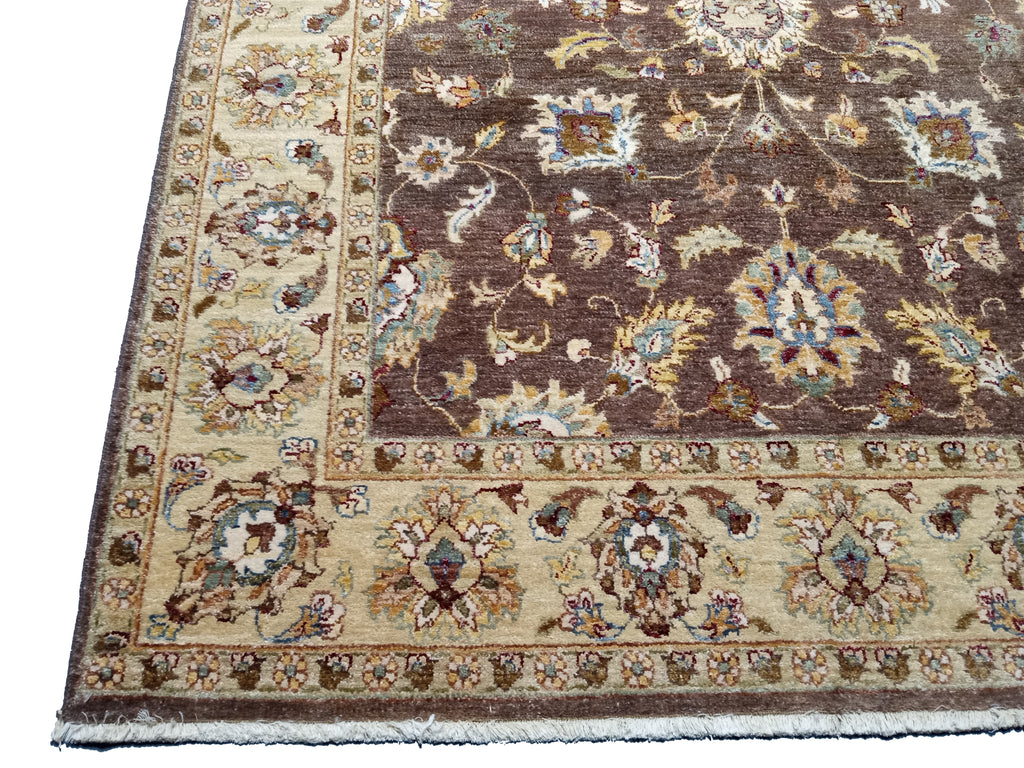 5.5 x 8.6 Chocolate Brown Chobi Peshawar Rug 14815