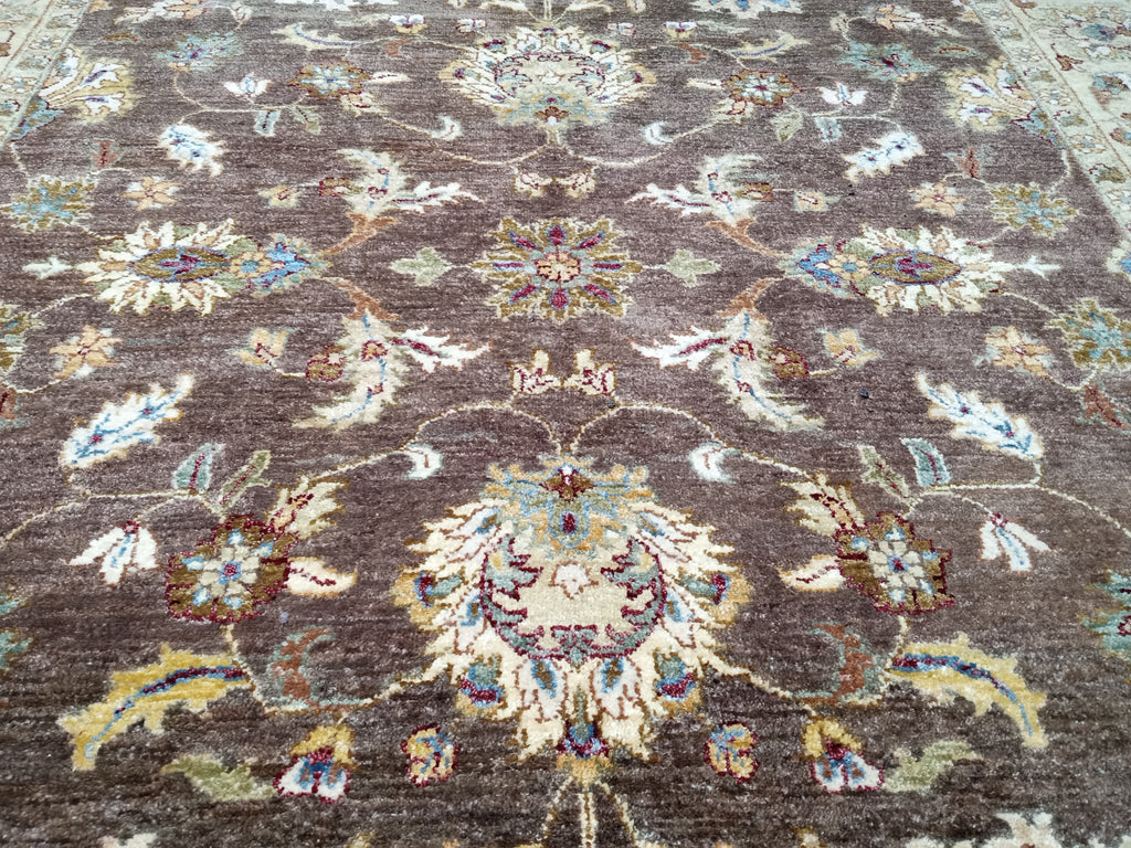 5.5 x 8.6 Chocolate Brown Chobi Peshawar Rug 14815