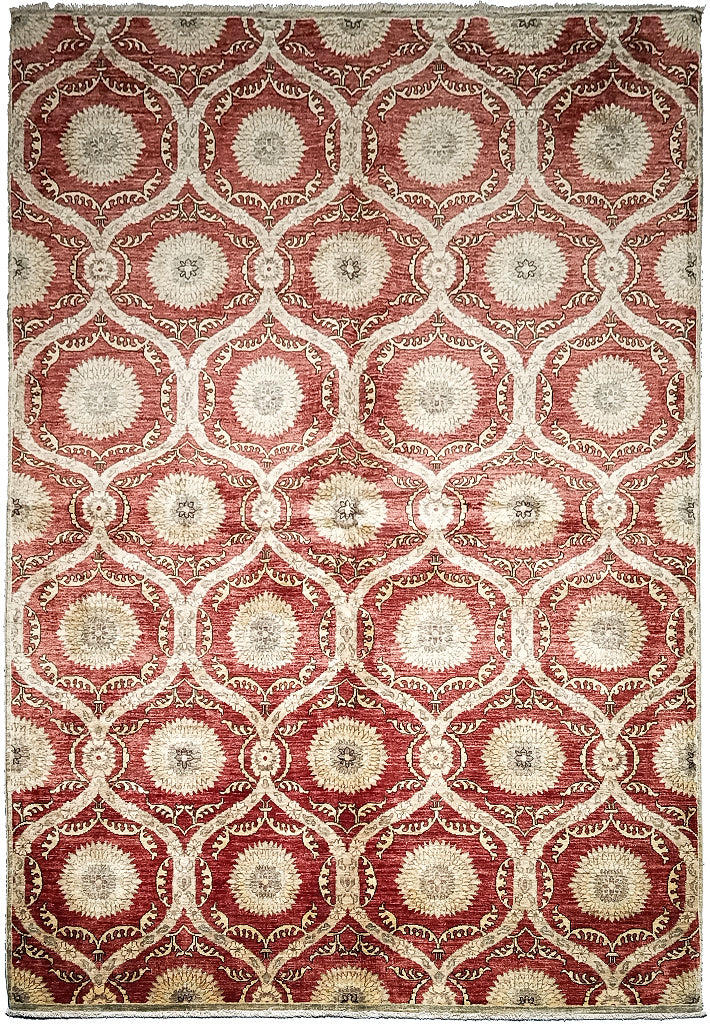 6 x 8.10 Transitional Modern Handmade Natural Ghazni Wool Rug #PIX-HT-8814