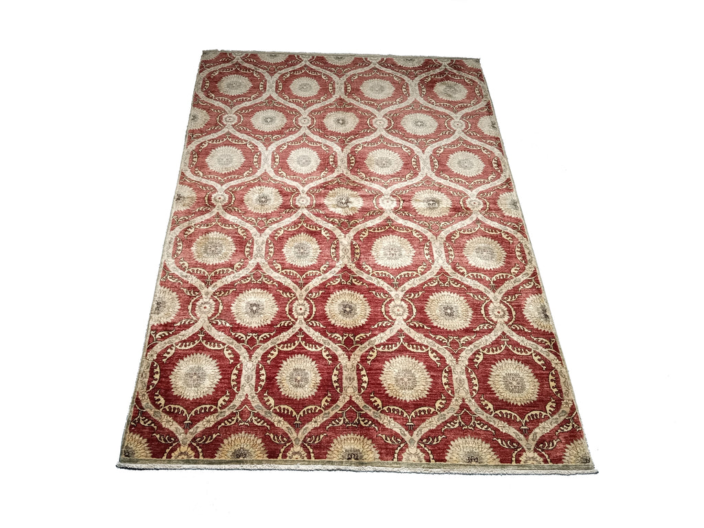 6 x 8.10 Transitional Modern Handmade Natural Ghazni Wool Rug #PIX-HT-8814
