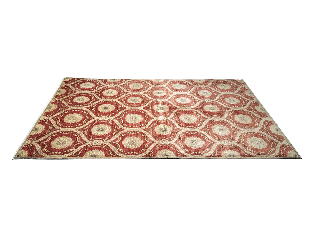 6 x 8.10 Transitional Modern Handmade Natural Ghazni Wool Rug #PIX-HT-8814