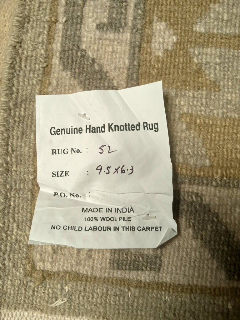 6.3 x 9.5 New Serapi Rug Handmade Wool India NEUTRAL COLORS #R-52