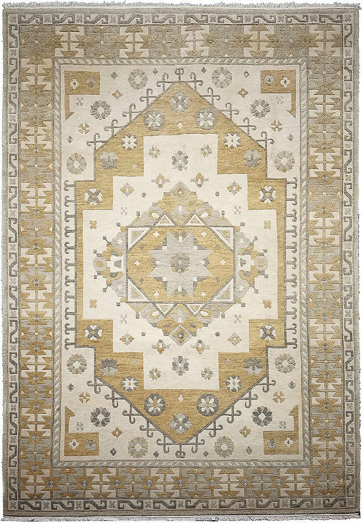 6.3 x 9.5 New Serapi Rug Handmade Wool India NEUTRAL COLORS #R-52
