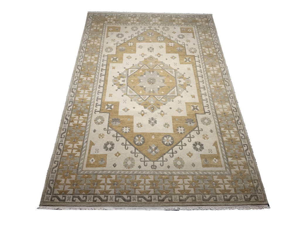 6.3 x 9.5 New Serapi Rug Handmade Wool India NEUTRAL COLORS #R-52